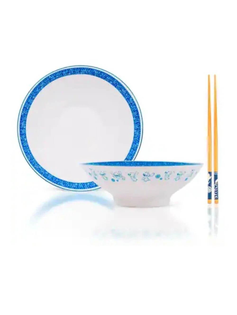 Disney Stitch Ceramic Bowl with Chopsticks Set 30 oz